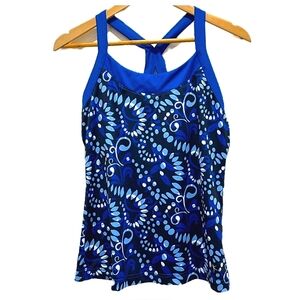 [Danskin Now] Blue Patterned Swim Tank Top Size XXL